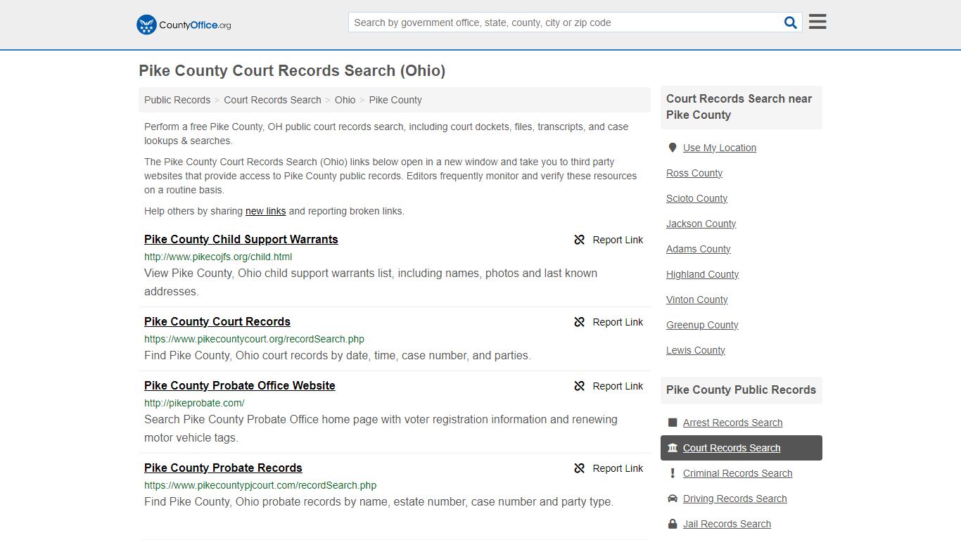 Court Records Search - Pike County, OH (Adoptions, Criminal, Child ...